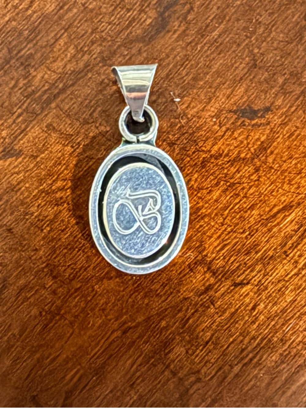Sterling Silver Oval Initial B Pendant